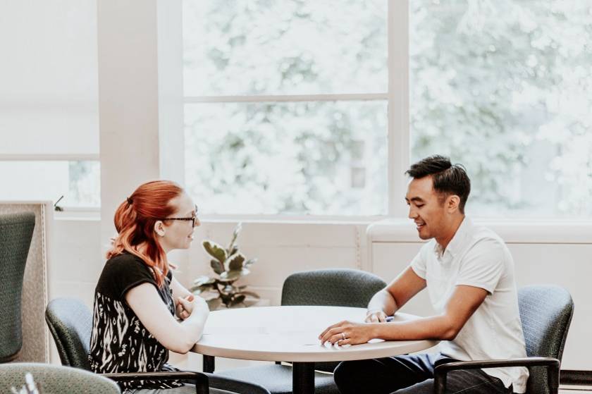 student meeting with career coach