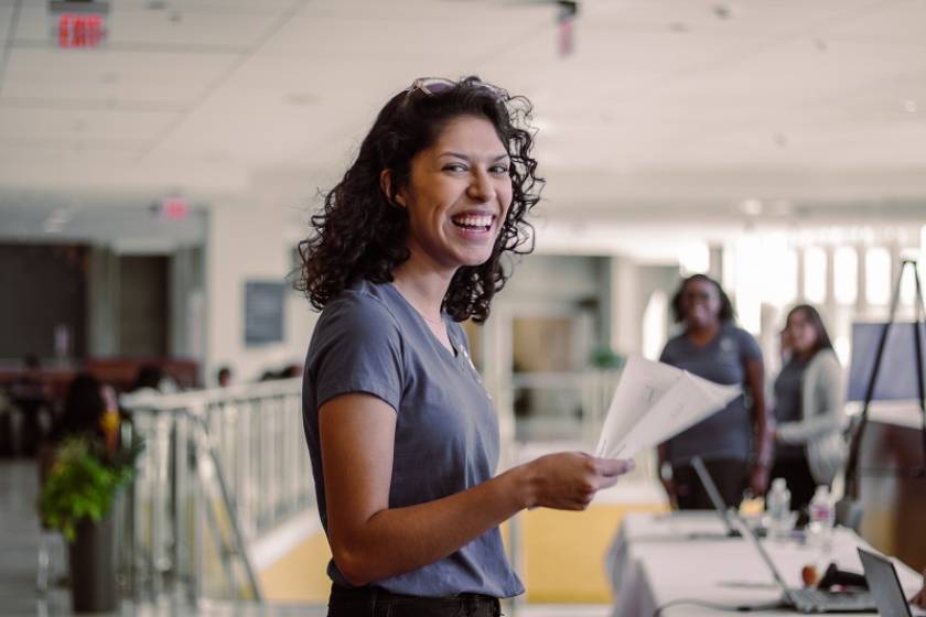 career center student on career fair day
