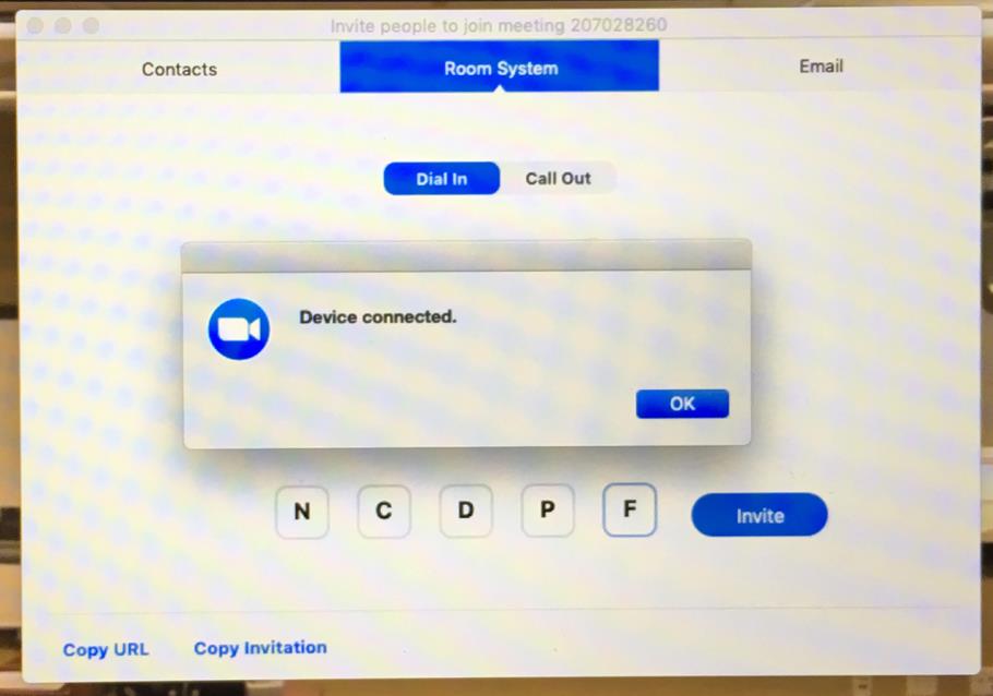 Zoom successful connection display