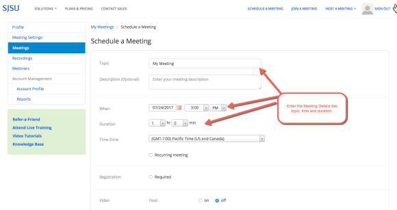 Schedule details panel