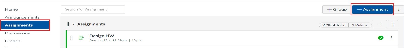 Add Assignment Button
