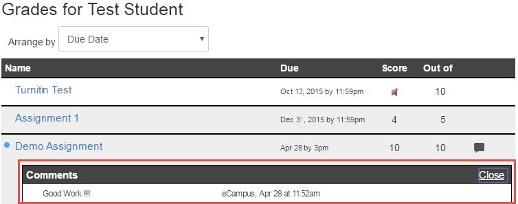 How to view Instructor comments  Student guide image
