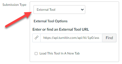 External Tool button in TurnItIn