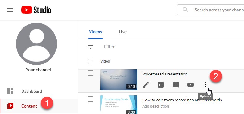 Get link three dot menu