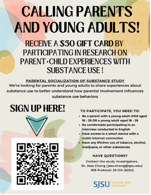 Parent socialization study recruitment flyer