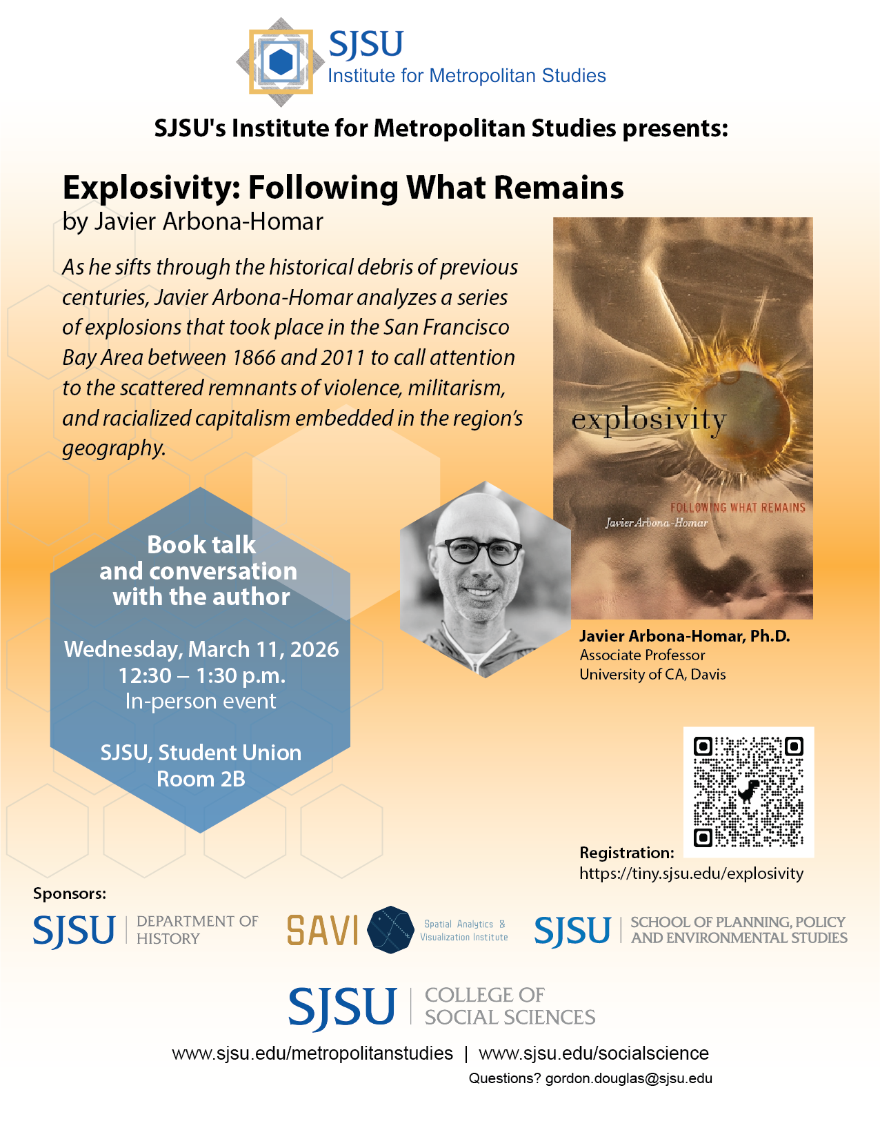 Flyer for Arbona-Homar's booktalk for Explosivity
