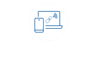 Icon graphic showing a phone and computer.