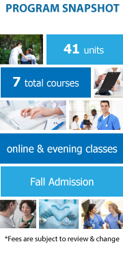 Program Snapshot: 41 units to degree, 7 total courses, online and evening program, Fall Admission. (Fees are subject to review & change)