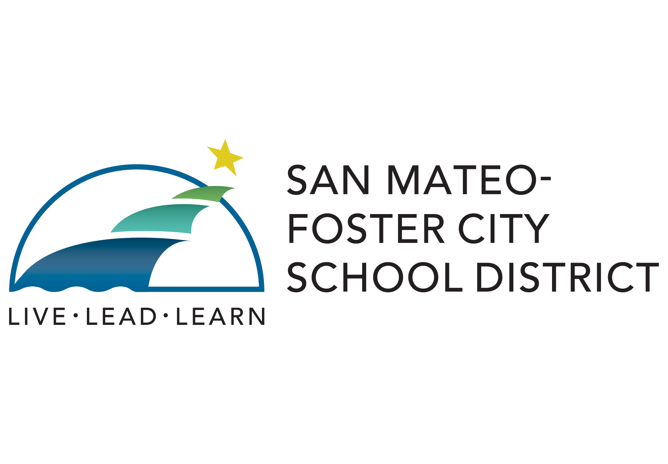 San Mateo Foster City School District Logo: Live, Lead, Learn