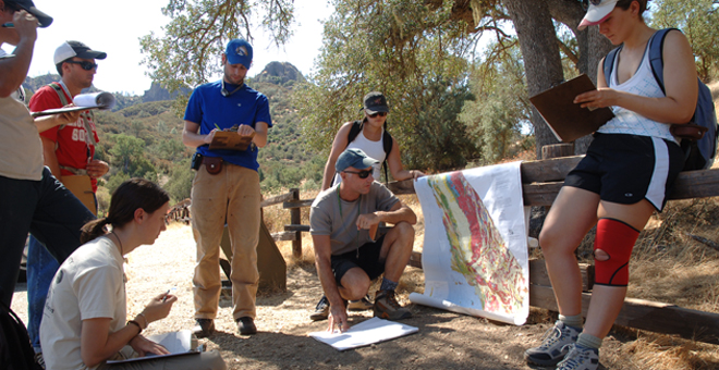 Students conducting field research.