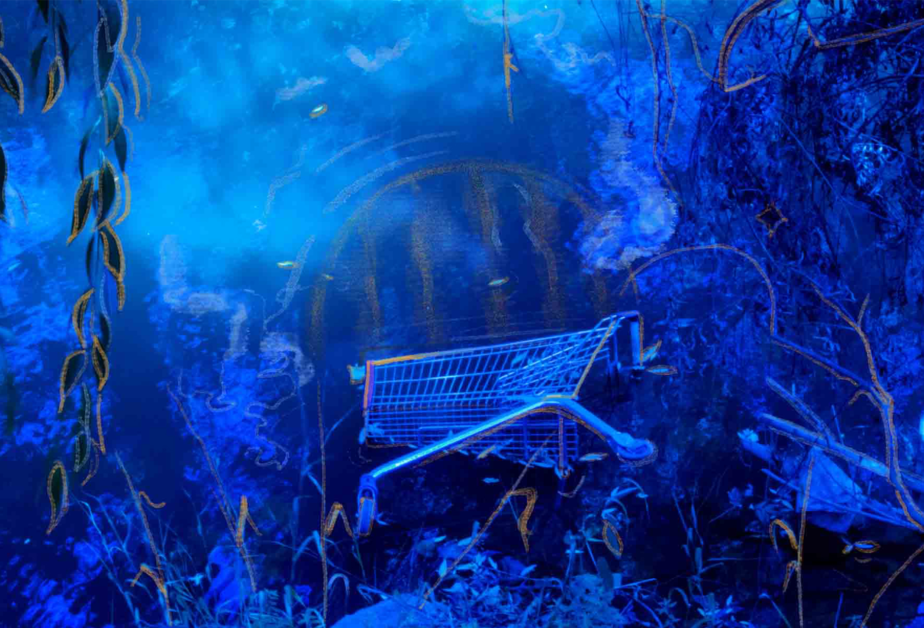 Kasandra Vargas shopping cart underwater