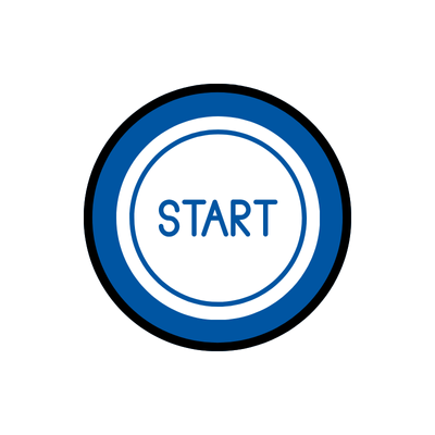 Graphic icon of the word Start in a circle